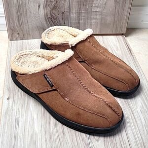Orthofeet Asheville Orthopedic Men’s Slippers Wide 11.5 Brown Suede Comfort